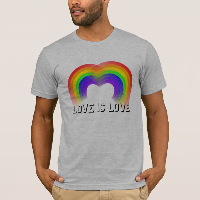 Kärlek är Kärlek hjärtat i regnbågarna Gay pride T Shirt (Framsida)