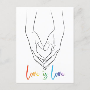 Kärlek är Kärlek Holding Händer Heart Line Art Pri Vykort