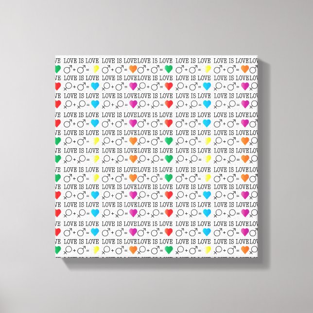 KÄRLEK är KÄRLEK jämlikhetstecknet i regnbåge i fä Canvastryck (Framsida)