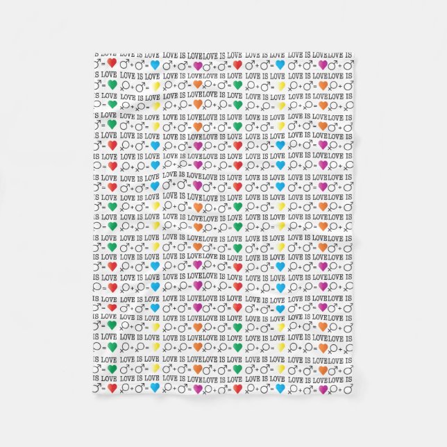 KÄRLEK är KÄRLEK jämlikhetstecknet i regnbåge i fä Fleecefilt (Framsidan)