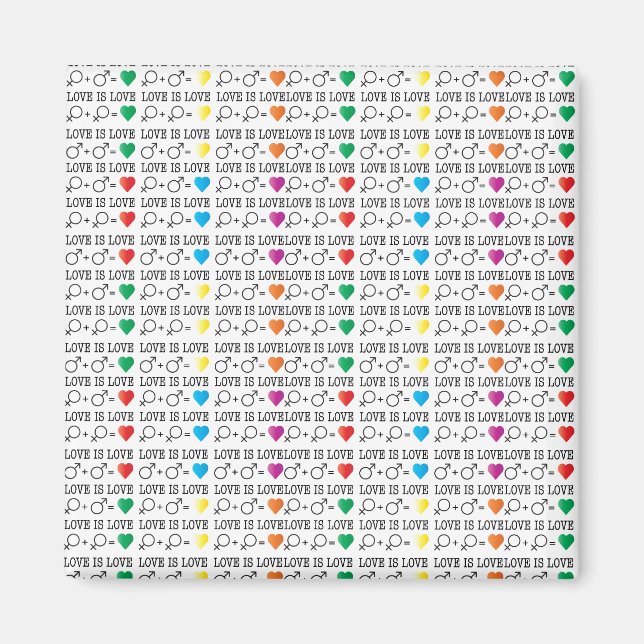 KÄRLEK är KÄRLEK jämlikhetstecknet i regnbåge i fä Magnet (Framsidan)