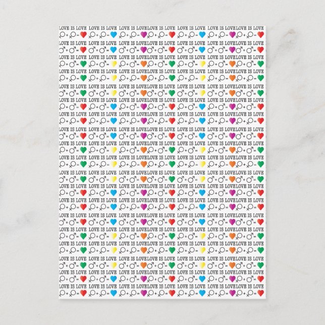 KÄRLEK är KÄRLEK jämlikhetstecknet i regnbåge i fä Vykort (Framsida)