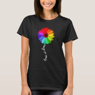 Kärlek är Kärlek Kärlek Daisy LGBT Regbow Gay 1 T Shirt
