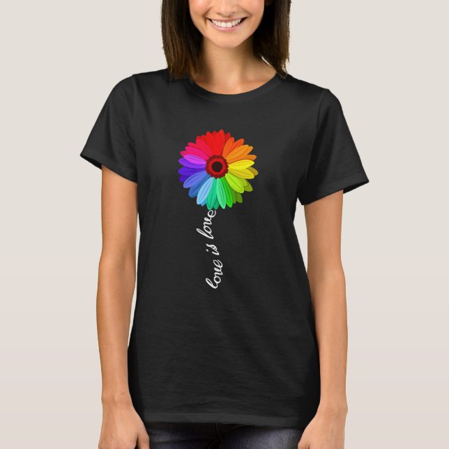 Kärlek är Kärlek Kärlek Daisy LGBT Regbow Gay 1 T Shirt (Framsida)