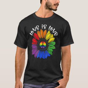Kärlek är Kärlek Kärlek Daisy LGBT Regbow Gay T Shirt