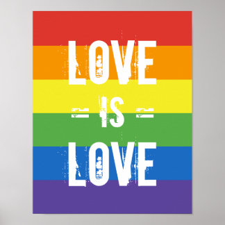 Kärlek är Kärlek - Kärlek jämlikhet Regnbåge Flagg Poster