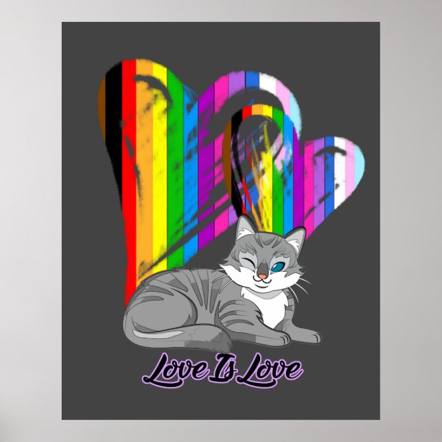 Kärlek är Kärlek Katt - HBTQ+ Husdjursägare Poster (Framsidan)