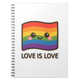 Kärlek är Kärlek - Kawaii Rainbow Design Anteckningsbok