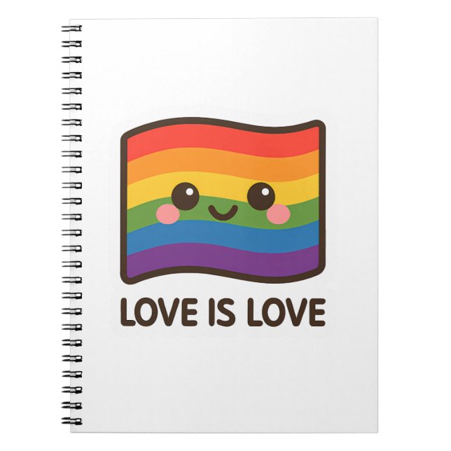 Kärlek är Kärlek - Kawaii Rainbow Design Anteckningsbok (Framsidan)