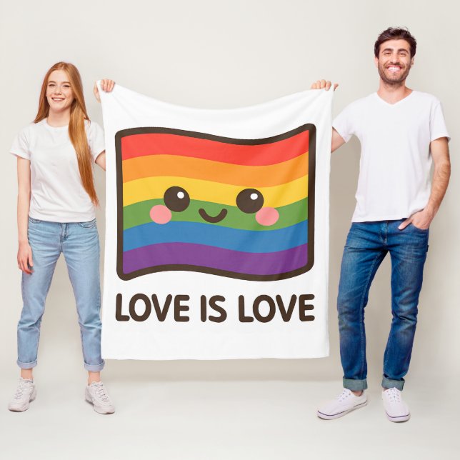 Kärlek är Kärlek - Kawaii Rainbow Design Fleecefilt (På plats)