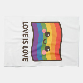 Kärlek är Kärlek - Kawaii Rainbow Design Kökshandduk