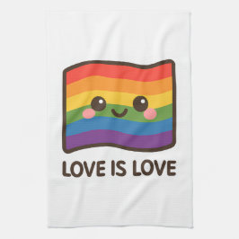 Kärlek är Kärlek - Kawaii Rainbow Design Kökshandduk