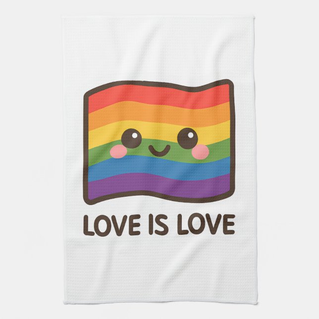 Kärlek är Kärlek - Kawaii Rainbow Design Kökshandduk (Vertikal)