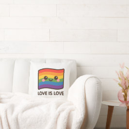 Kärlek är Kärlek - Kawaii Rainbow Design Kudde