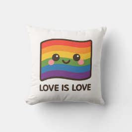 Kärlek är Kärlek - Kawaii Rainbow Design Kudde