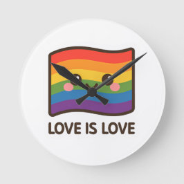 Kärlek är Kärlek - Kawaii Rainbow Design Rund Klocka