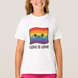Kärlek är Kärlek - Kawaii Rainbow Design T Shirt