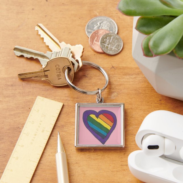 Kärlek är Kärlek Keychain Fyrkantig Silverfärgad Nyckelring (Skrivbord)