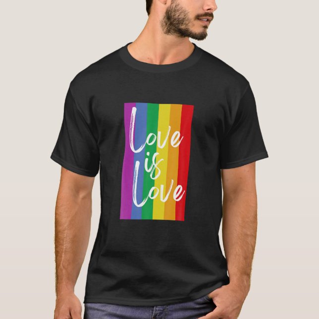 Kärlek är Kärlek Lesbisk  Gay Bisexual Pride T Shirt (Framsida)