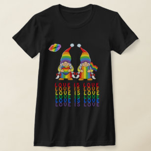 Kärlek är Kärlek - Lesbisk Gnomes Couple T-Shirt
