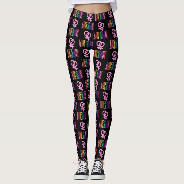 Kärlek är Kärlek Lesbisk Relation Venus-Pridet Leggings (Framsida)
