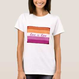 Kärlek är Kärlek, LGBTQ+ Lesbisk Flagga T-Shirt