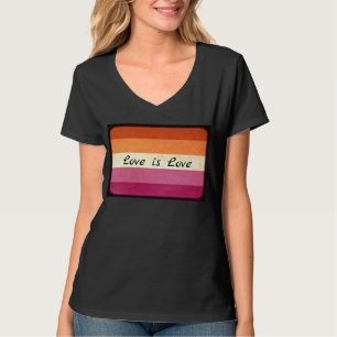 Kärlek är Kärlek, LGBTQ+ Lesbisk Flagga T-Shirt