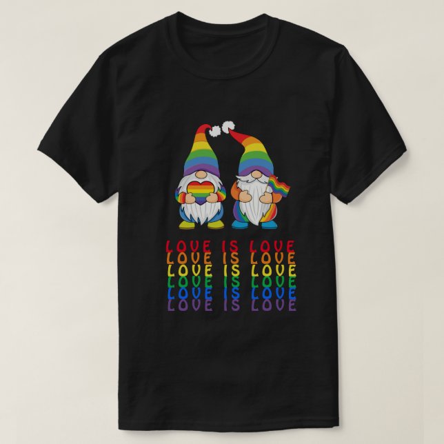 Kärlek är Kärlek - LGBTQ - Male Gnomes Couple T-Sh T Shirt (Design framsida)