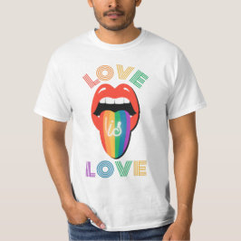 Kärlek är kärlek LGBTQ Pride Månad Regbow Läppar T Shirt