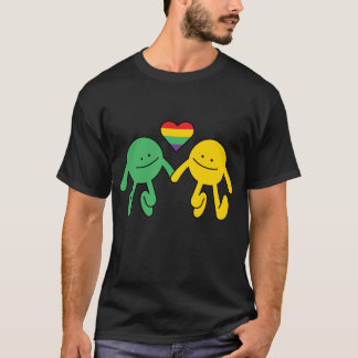 Kärlek är Kärlek Lycklig Together Rainbow Hearts H T Shirt