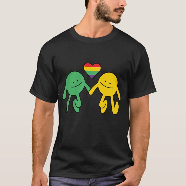 Kärlek är Kärlek Lycklig Together Rainbow Hearts H T Shirt (Framsida)