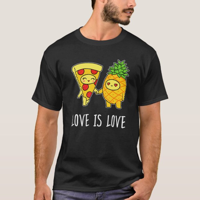 Kärlek är kärlek matlagare  Pepperoni Ananas Pizza T Shirt (Framsida)