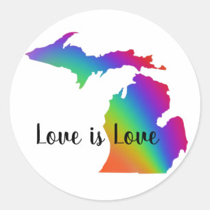 Kärlek är kärlek   Michigan-pridet Runt Klistermärke