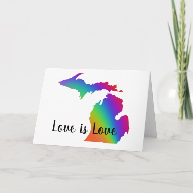 Kärlek är kärlek Michigan-pridets regnbåge Kort (Framsida)