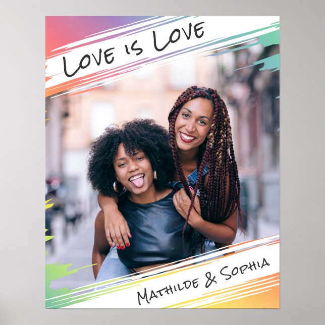 Kärlek är Kärlek Modern Rainbow Add Your Photo & N Poster (Framsidan)