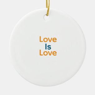 Kärlek är kärlek orange-, blått, färglöst pride, h julgransprydnad keramik