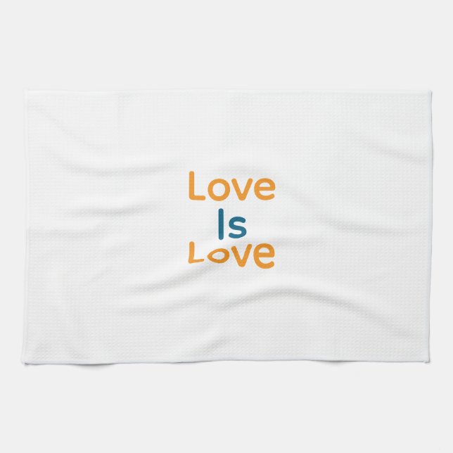 Kärlek är kärlek orange-, blått, färglöst pride, h kökshandduk (Horisontell)