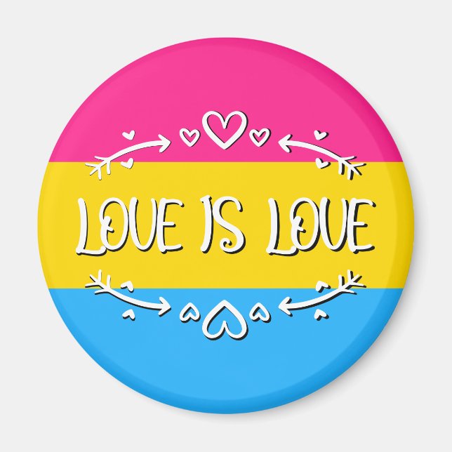 Kärlek är Kärlek Pansexual Pride Flagga Magnet (Framsidan)