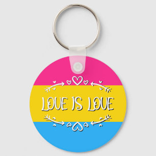 Kärlek är Kärlek Pansexuell Pride Flagga Nyckelrin Nyckelring