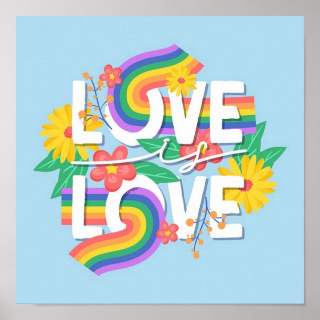 Kärlek är Kärlek Pastel Gay pride Rainbow Poster (Framsidan)