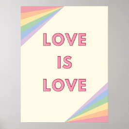 Kärlek är Kärlek Pastel Rainbow Design - LGBTQ+ Pr Poster