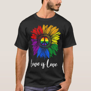 Kärlek är Kärlek Peace Solros Lgbt Pride Gay Lesbi T Shirt