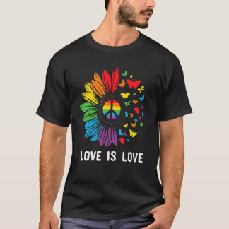 Kärlek är Kärlek Peace Solros Lgbt Pride Gay Lesbi T Shirt