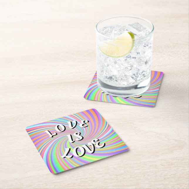 Kärlek är Kärlek Pride Fyrkantig Pappunderlägg Underlägg Papper Kvadrat (Insitu)