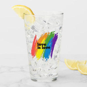 Kärlek är Kärlek Pride HBT TQ Rainbow Motif Glaskopp