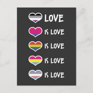 Kärlek är Kärlek Pride LGBT Equal-Höger färglöst Vykort