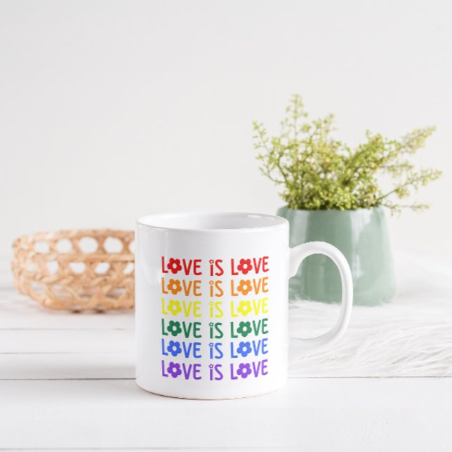 Kärlek är Kärlek Pride Mugg - Upprepad regnbågslik (Skapare uppladdad)