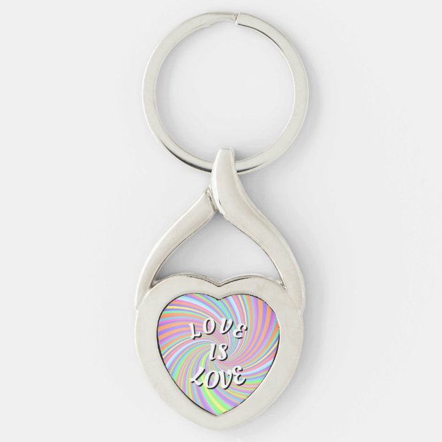Kärlek är Kärlek Pride-nyckelring Twisted Heart Silverfärgad Nyckelring (Framsidan)