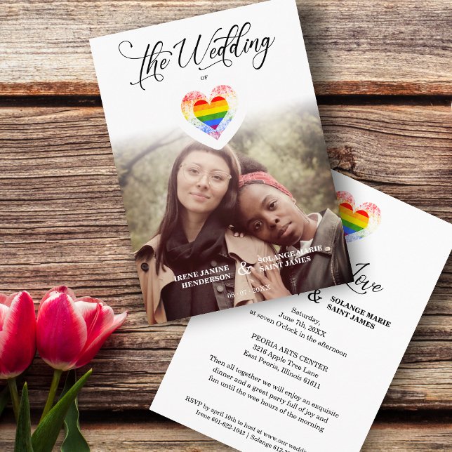 Kärlek är Kärlek Pride Rainbow Heart LGBT Photo Inbjudningar (Skapare uppladdad)