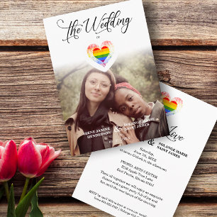 Kärlek är Kärlek Pride Regnbåge Hjärta HBTQ Foto Inbjudningar